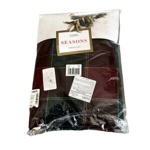 Brand New Vintage Bardwil Christmas Linens Plaid Weave Tablecloth 60 x 84 Oval